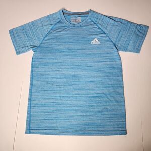 Adidas Shirt Women's Medium Heather Blue 100% Polyester Crew Neck Workout